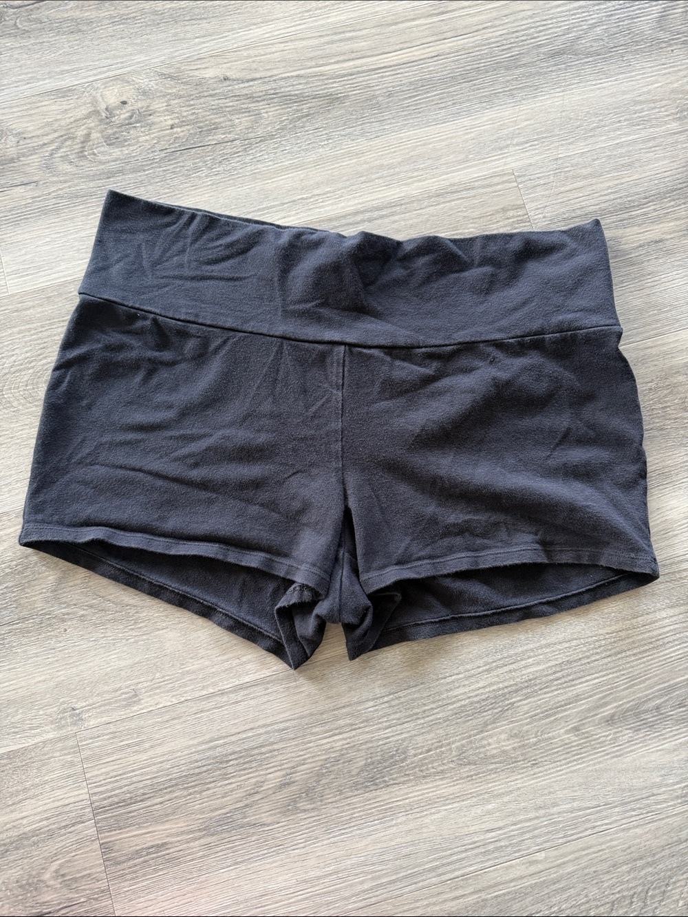 Lasenza LG Black Fold-Over Waist Bike Shorts size large